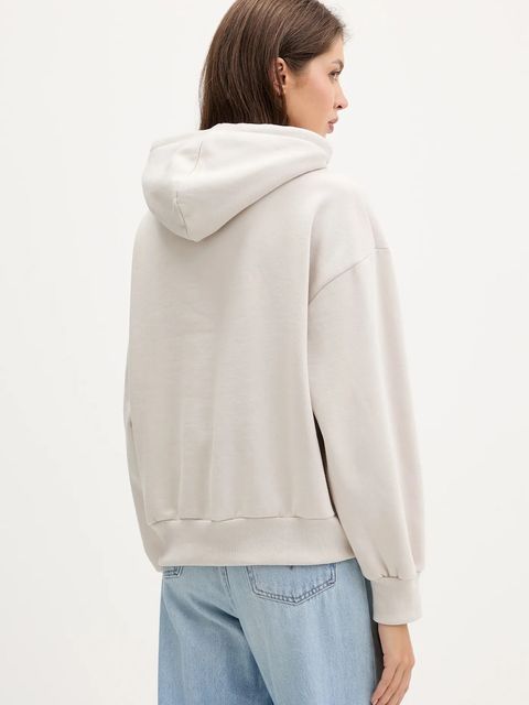 Vans bluza damska kolor beżowy z kapturem z nadrukiem VN000Q37EN91