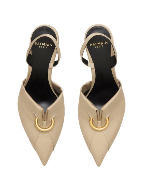 Balmain cotton gabardine slingbacks with piercing - Neutrals