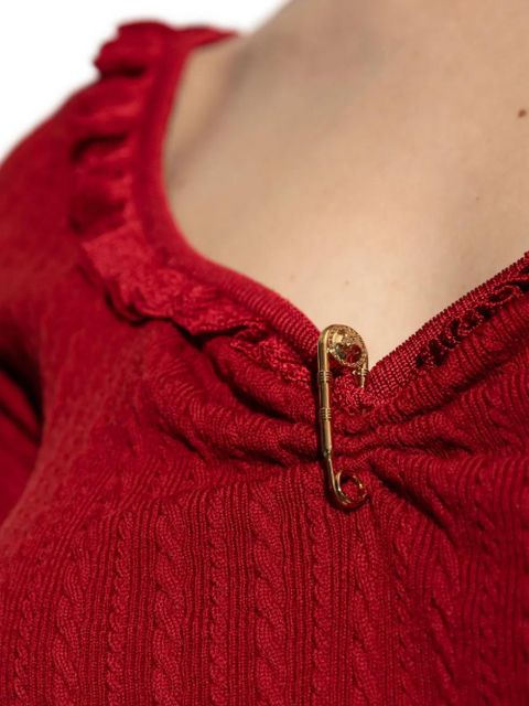 Versace frill-trimmed ribbed top - Red - zdjęcie produktu nr 2