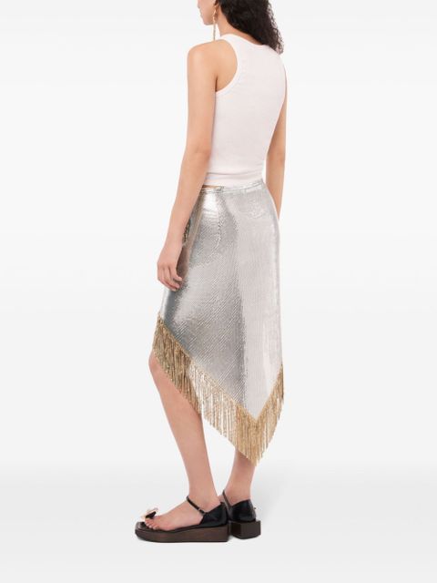 Rabanne asymmetric gathered-detail tank top - White