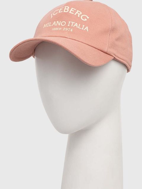 Iceberg czapka z daszkiem bawełniana kolor różowy z nadrukiem - zdjęcie produktu nr 1