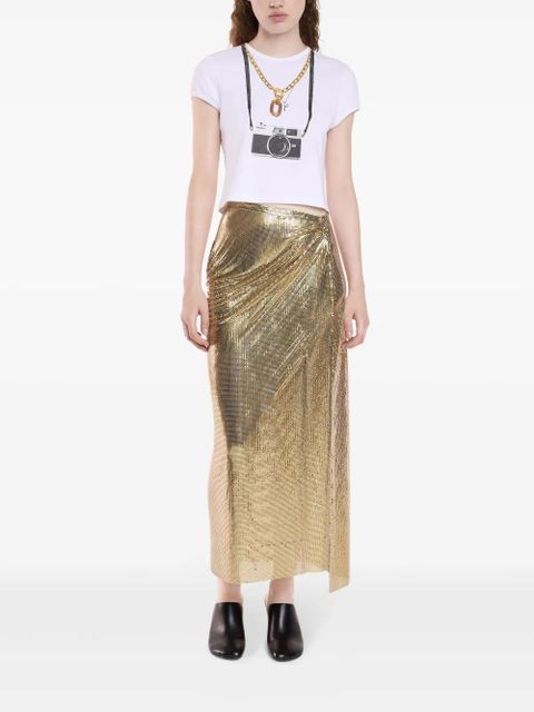 Rabanne gathered-detail mesh skirt - Gold - zdjęcie produktu nr 2