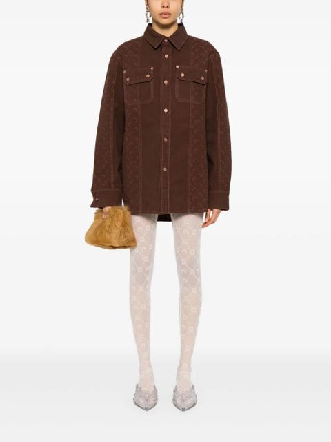 Marine Serre Moon-jacquard shirt - Brown