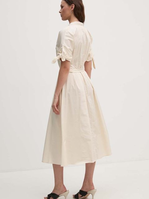 Sandro Ferrone sukienka bawełniana kolor beżowy midi rozkloszowana SFS31XBDSAVONARO