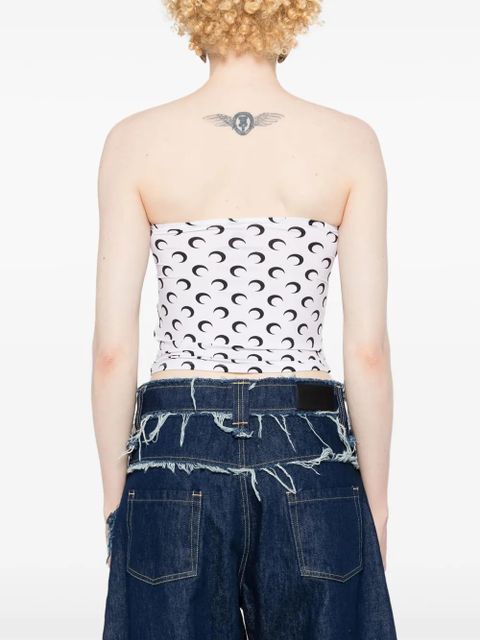 Marine Serre Crescent Moon-print tube top - White