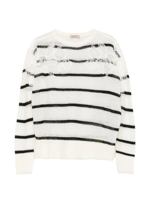 TWINSET lace-embellished striped sweater - White - zdjęcie produktu nr 1