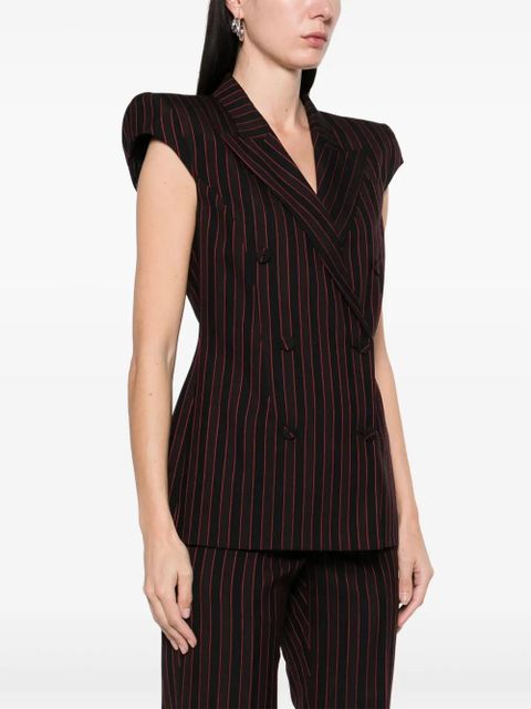 Alexander McQueen pinstriped sleeveless blazer - Black