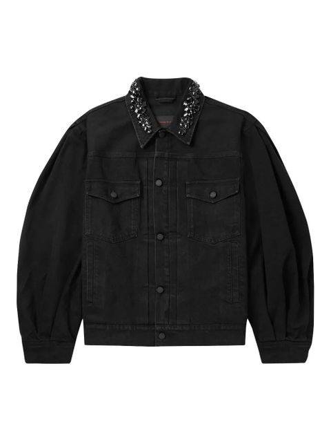 Simone Rocha puff-sleeve embellished denim jacket - Black - zdjęcie produktu nr 1