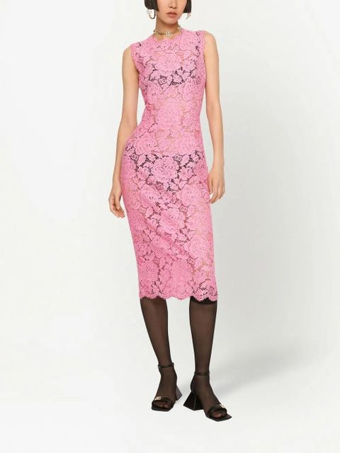 Dolce & Gabbana floral-lace midi dress - Pink