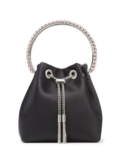 Jimmy Choo Bon Bon crystal-embellished satin bag - Black - zdjęcie produktu nr 1
