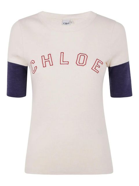 Chloé embroidered-logo ribbed top - White - zdjęcie produktu nr 1