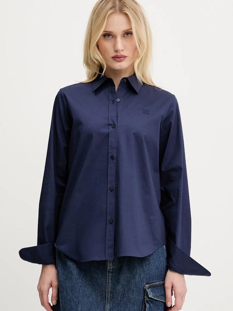 HUGO koszula damska kolor granatowy regular z kołnierzykiem klasycznym - zdjęcie produktu nr 1