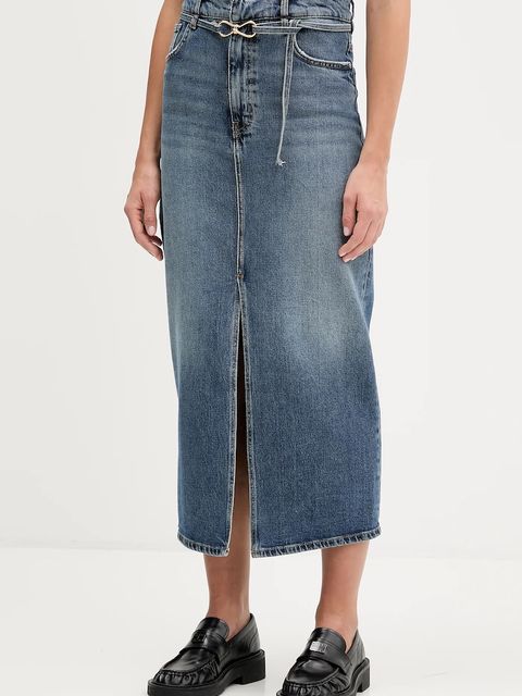 HUGO spódnica jeansowa kolor niebieski midi prosta 50550747 - zdjęcie produktu nr 1