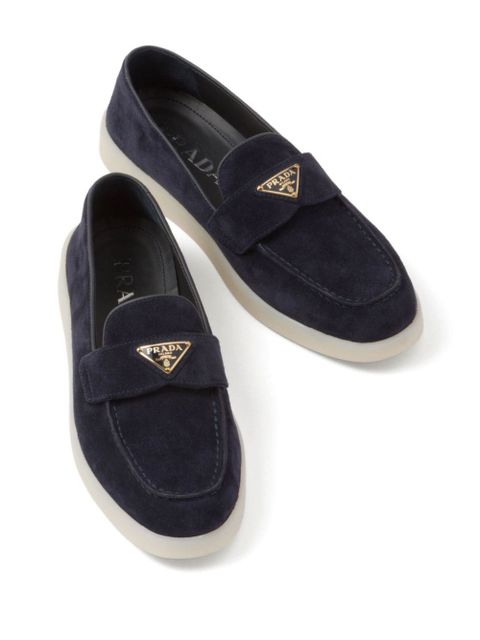 Prada enamel triangle-logo leather loafers - Blue - zdjęcie produktu nr 2