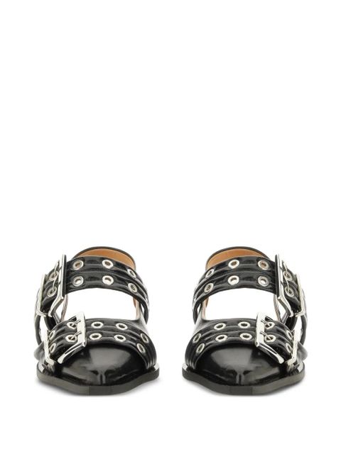 GANNI buckle-detail eyelet-embellished sandals - Black