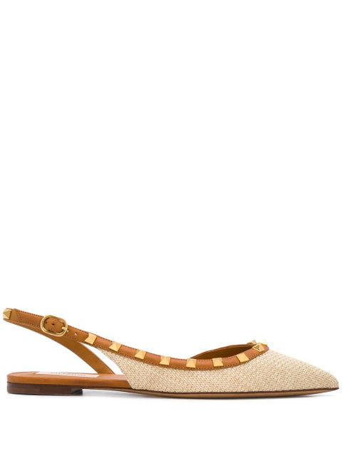 Valentino Garavani Rockstud slingback ballerina shoes - Neutrals - zdjęcie produktu nr 1