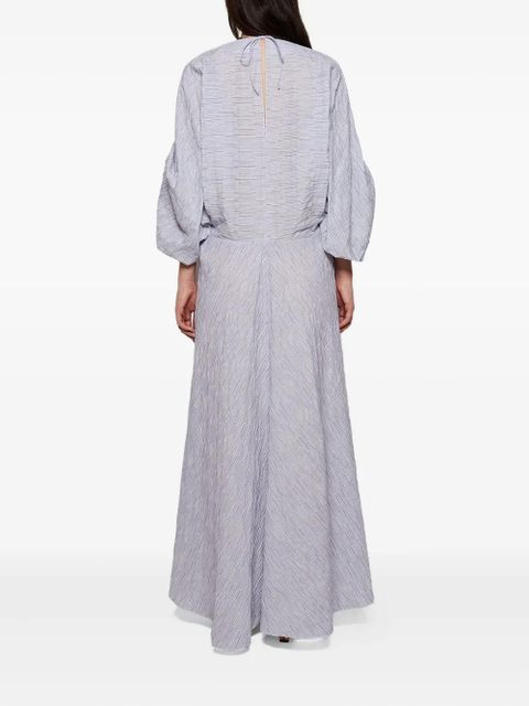 LOEWE pleated tie-neck midi dress - Blue