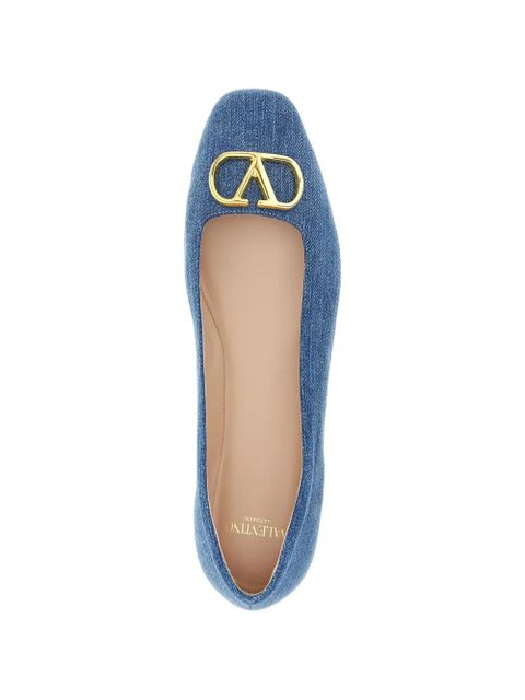 Valentino Garavani VLogo Signature denim ballet flats - Blue