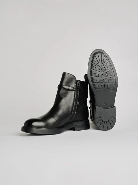 Karl Lagerfeld botki skórzane BLAKE damskie kolor czarny na płaskim obcasie KL41444