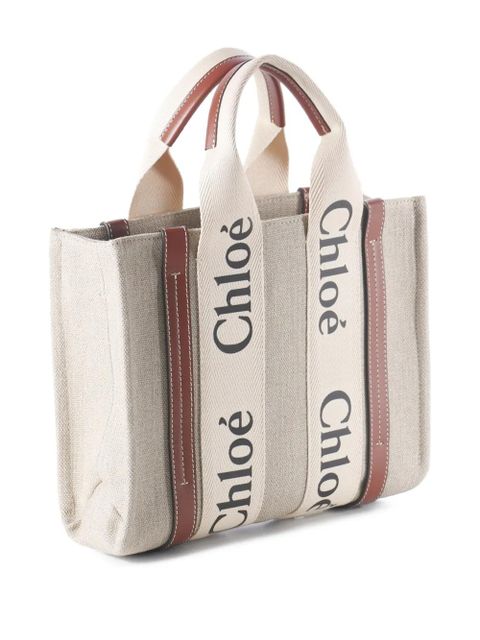 Chloé small Woody logo tote bag - Neutrals