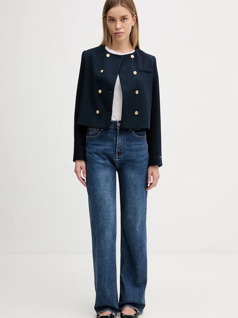 Tommy Hilfiger kurtka z dodatkiem wełny kolor granatowy przejściowa WW0WW47792 - zdjęcie produktu nr 2