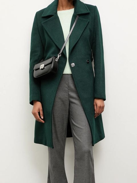 Answear Lab płaszcz wełniany kolor zielony przejściowy dwurzędowy - zdjęcie produktu nr 1