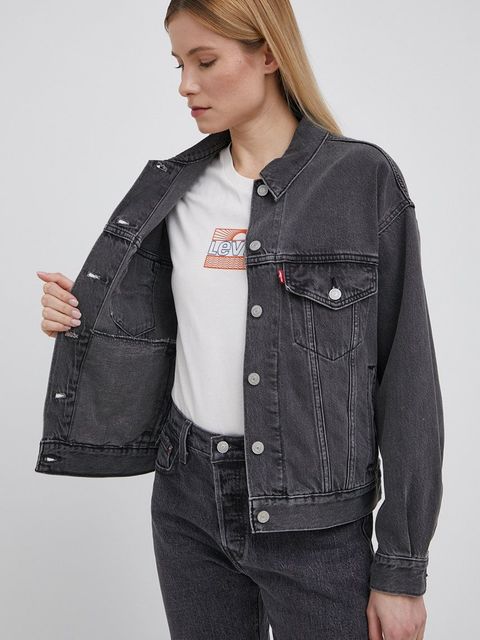 Levi's kurtka jeansowa damska kolor szary przejściowa