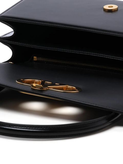 Valentino Garavani logo-plaque leather shoulder bag - Black