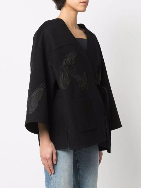 Valentino Garavani embroidered butterfly wrap jacket - Black