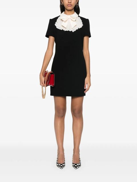 Alessandra Rich jabot-collar crepe mini dress - Black - zdjęcie produktu nr 2