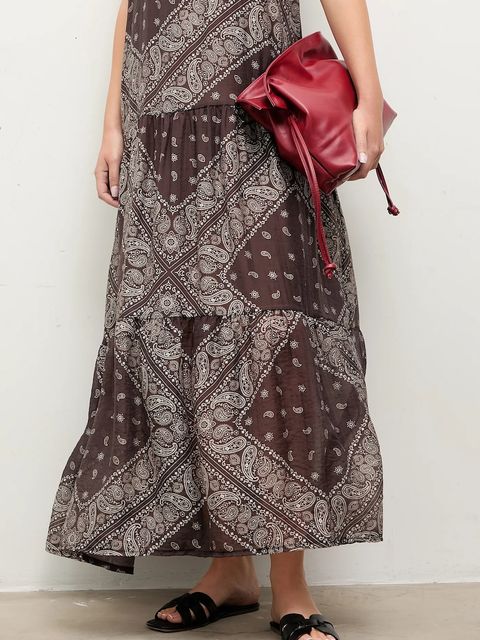 Answear.LAB sukienka kolor brązowy maxi rozkloszowana