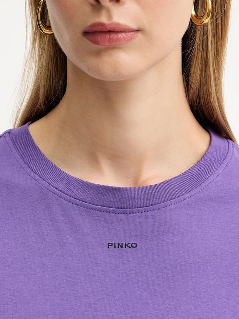 Pinko t-shirt bawełniany damski kolor fioletowy 100373 A2RE