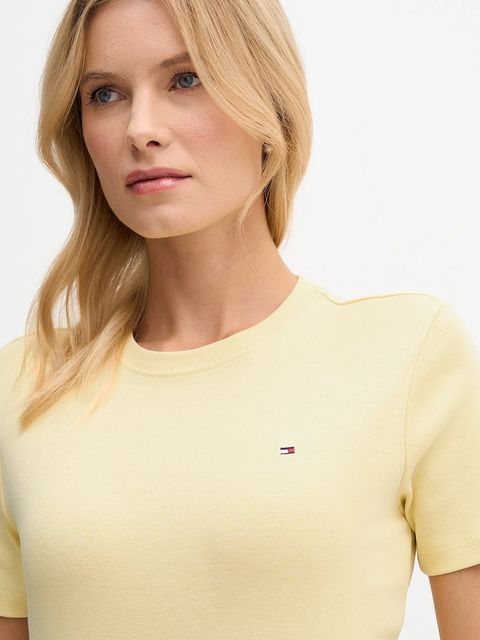Tommy Hilfiger t-shirt bawełniany damski kolor żółty WW0WW40587