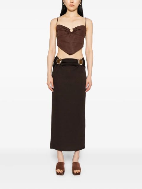 Christopher Esber mineral-stone ruched skirt - Brown - zdjęcie produktu nr 2