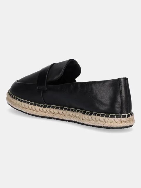 Calvin Klein espadryle skórzane ESPADRILLE W/CK HW - LTH kolor czarny HW0HW02390