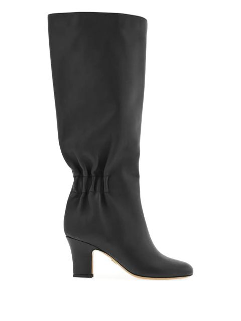 Ferragamo 70mm ruched leather boots - Black
