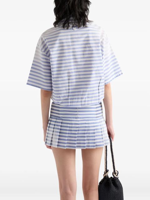 Prada striped poplin polo shirt - Blue