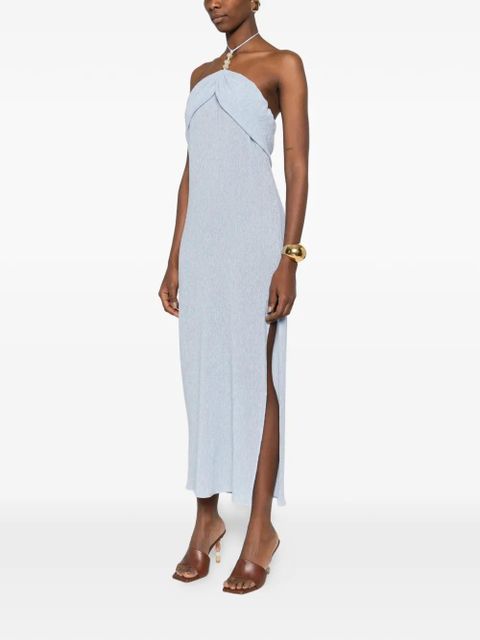 Magda Butrym halterneck draped midi dress - Blue