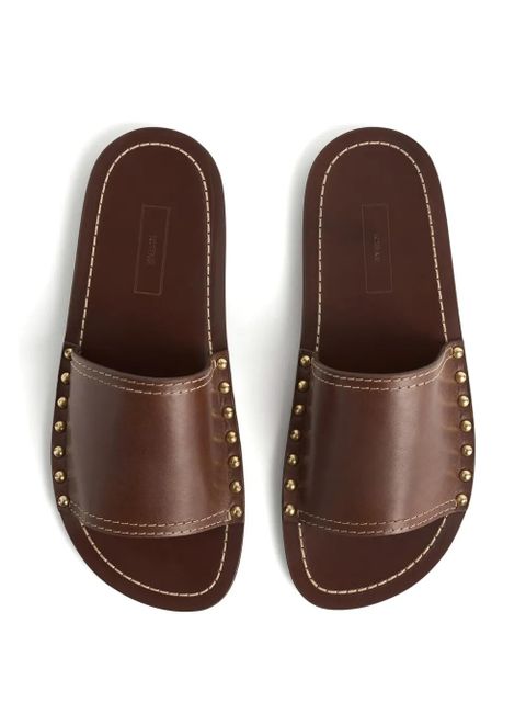 TOTEME studded detail slides - Brown