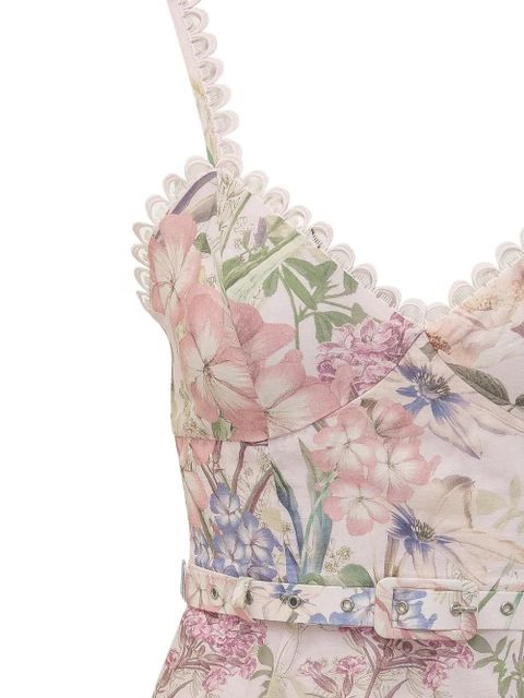 Charo Ruiz Ibiza Iraso floral-print lace-trim midi dress - Pink