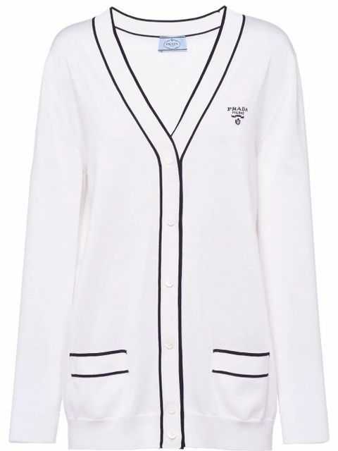 Prada V-neck silk cardigan - White - zdjęcie produktu nr 1