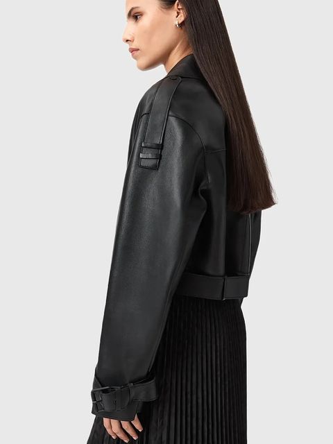 AllSaints kurtka skórzana OPHELIA damska kolor czarny przejściowa oversize W045LB