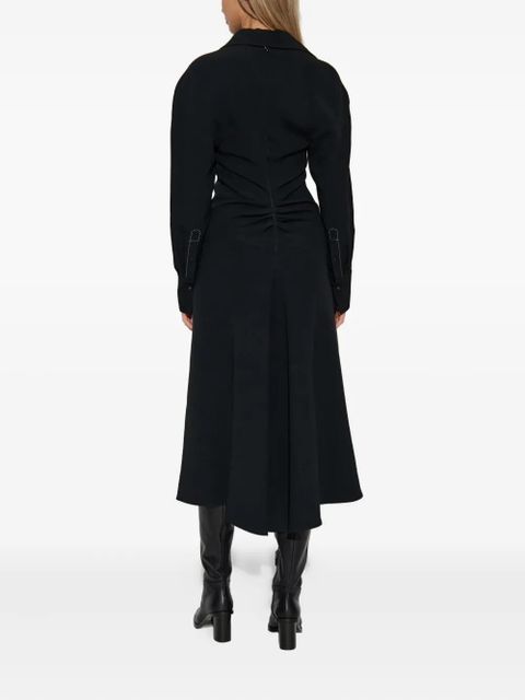 Victoria Beckham spread-collar long-sleeve midi dress - Black
