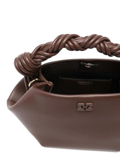 GANNI twisted-handle logo tote bag - Brown