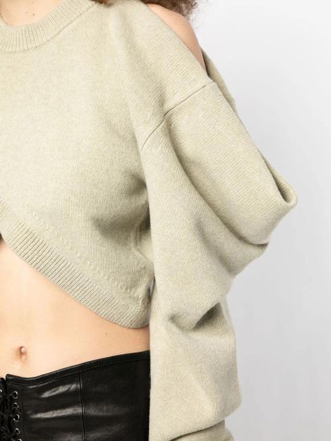 Alexander Wang draped-sleeve knit jumper - Green