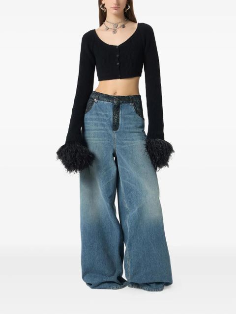 Blumarine lace-trim jeans - Blue