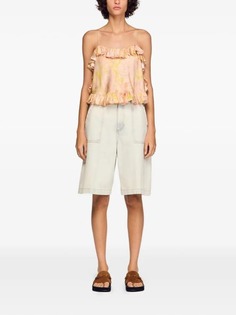 SANDRO ruffled floral print top - Pink