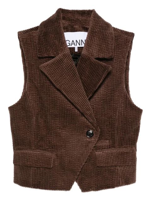 GANNI corduroy buttoned waistcoat - Brown