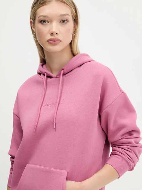 Desigual bluza BASIC damska kolor różowy z kapturem gładka 25WWSK13
