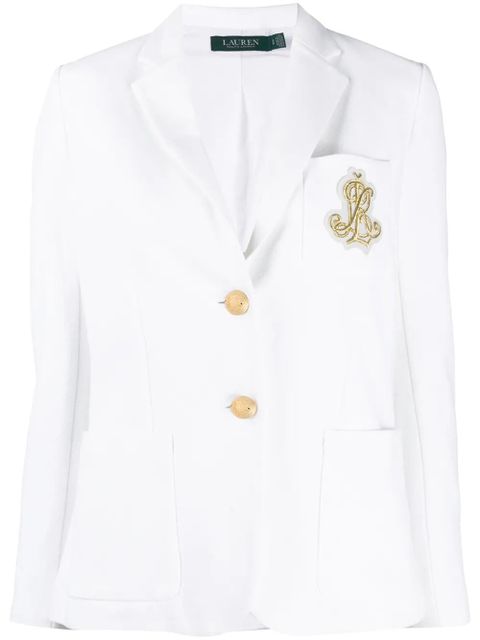 Lauren Ralph Lauren single-breasted logo blazer - White - zdjęcie produktu nr 1